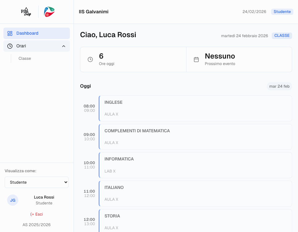 Schermata della dashboard personale in PlenUp